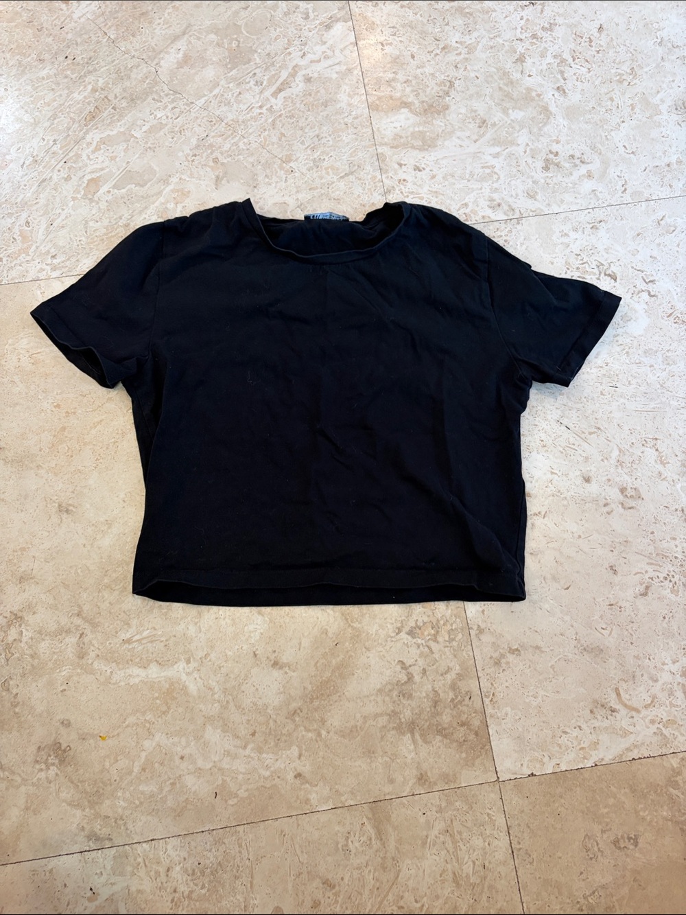 Zara Black Cropped Tee - Minimal Short Sleeve Top